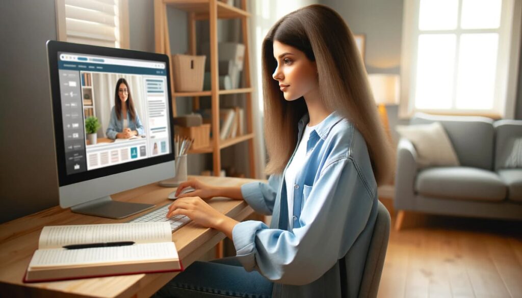 joven mujer estudiando curso virtual de la ESAP